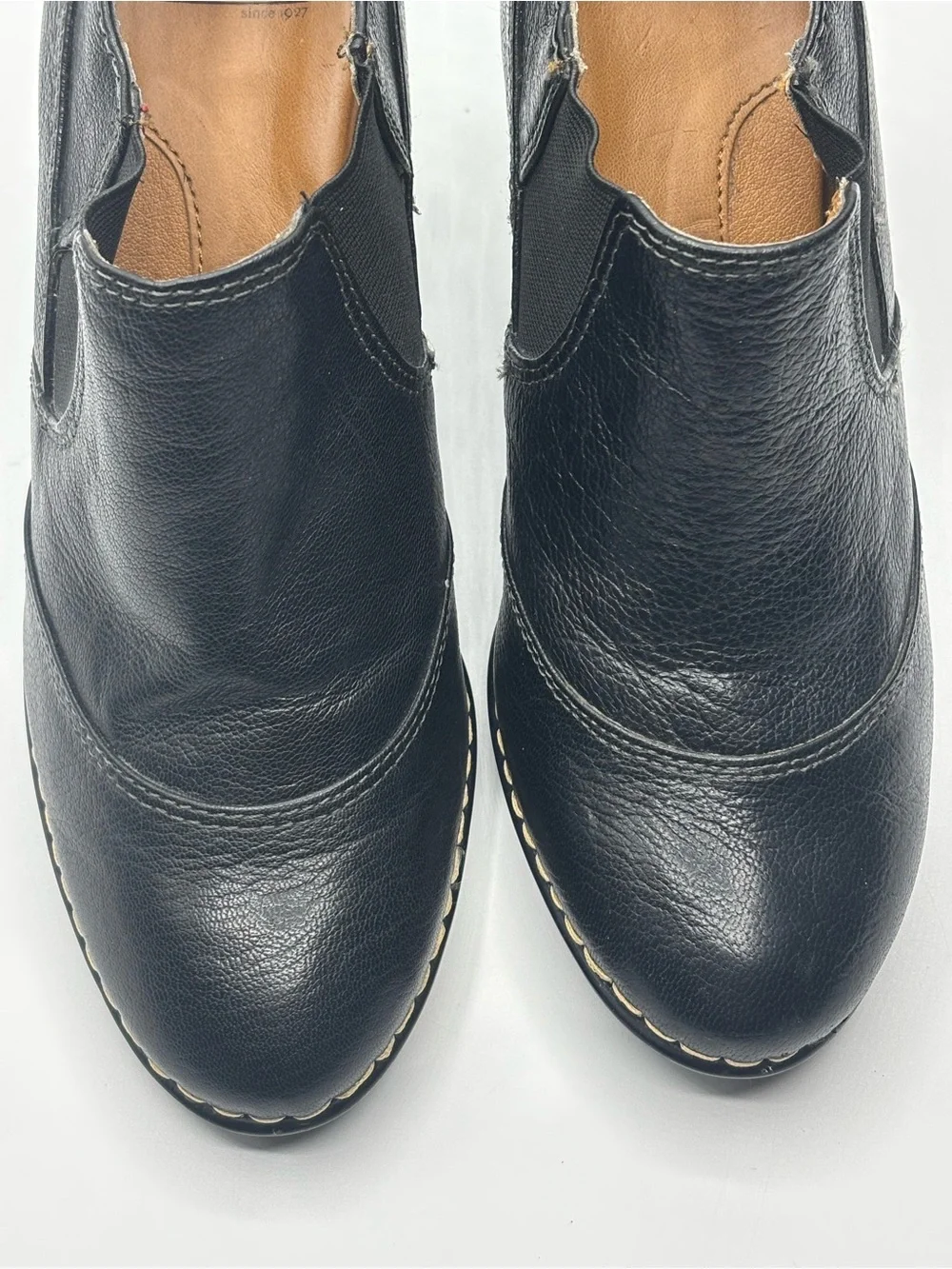 Sofft Simola Black Leather Chelsea Bootie Block Heel Boots Sz 7.5M Western Boho